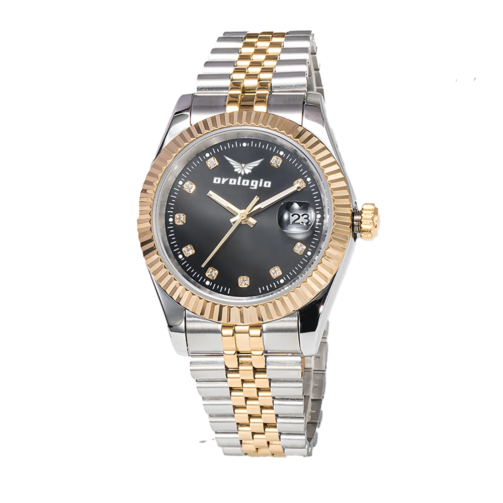 Quartz Two-Tone Silver Gold Stainless Steel Band Watch