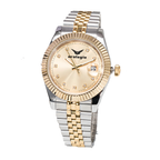 Luxury-Style Analog Quartz Gold & Silver-Tone Stainless Steel Bracelet Watch