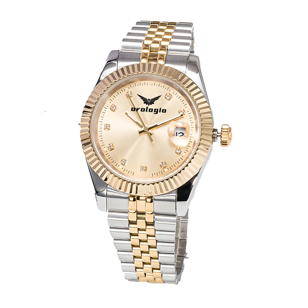 Luxury-Style Analog Quartz Gold & Silver-Tone Stainless Steel Bracelet Watch