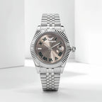 Champagne Dial Fluted Bezel Luxury Watch with Roman Numerals