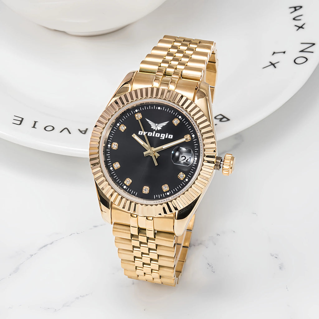 Luxury-Style Gold-Toned Metal Band Watch