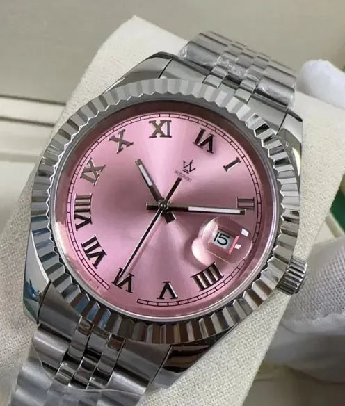 40mm Sterile Pink Dial Sapphire Glass NH35A automatic Jubilee Strap Watch