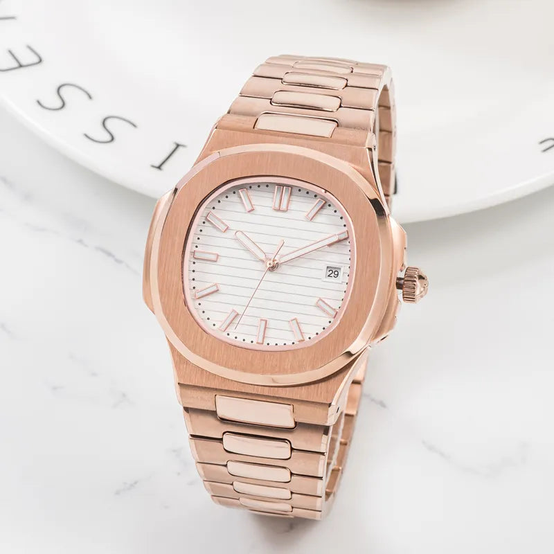 Nautilus Rose Gold Stainless Steel Quartz Watch