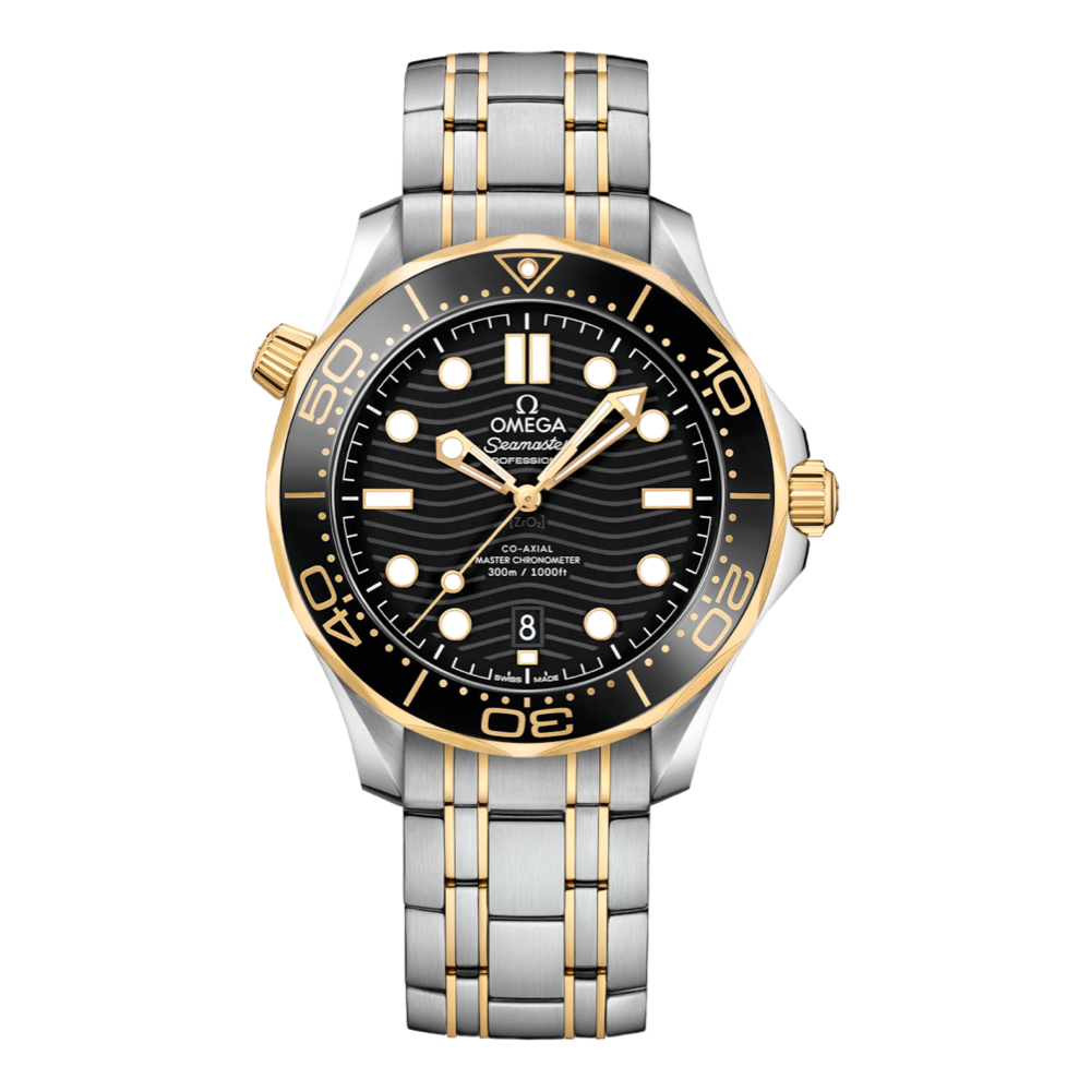 Steel and Yellow Gold Case Bracelet With Black Ceramic Dial Bezel Watch