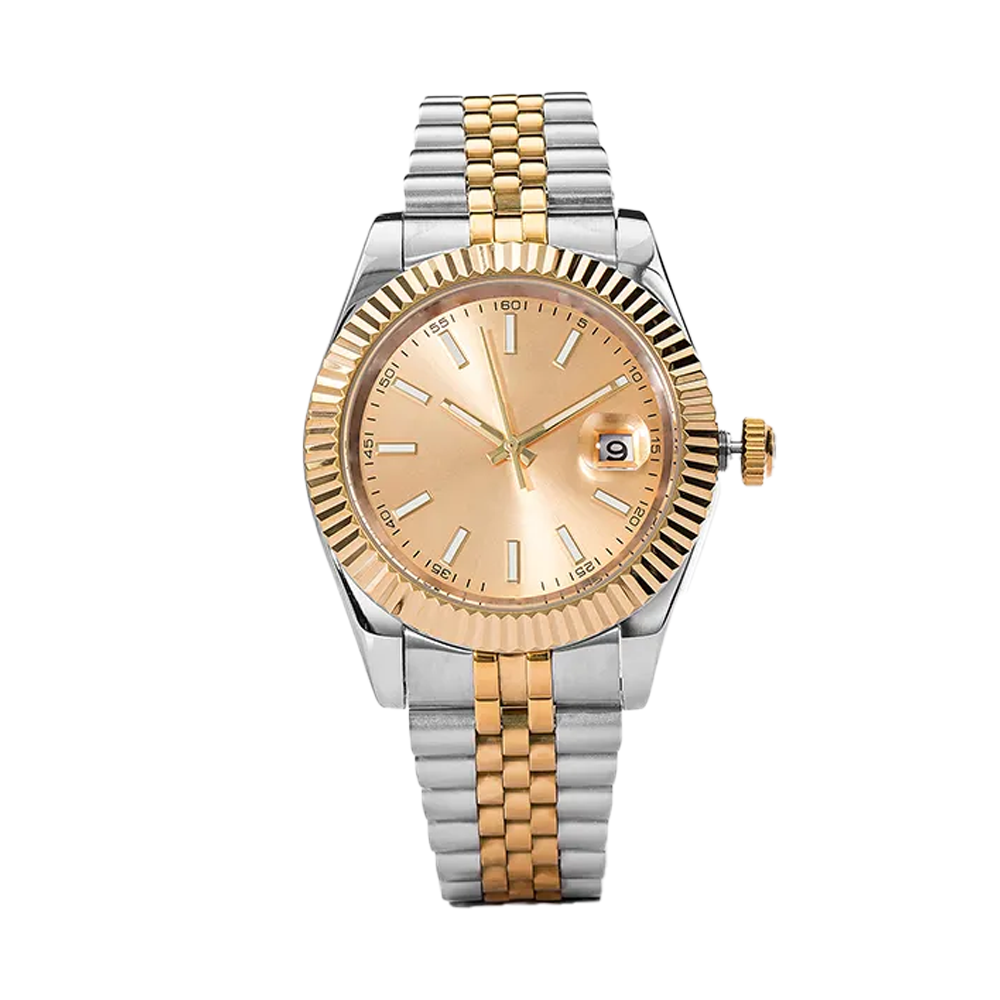 Two-Tone Stainless Steel &  Gold Bracelet Luxury Date Watch