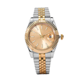 Two-Tone Stainless Steel &  Gold Bracelet Luxury Date Watch