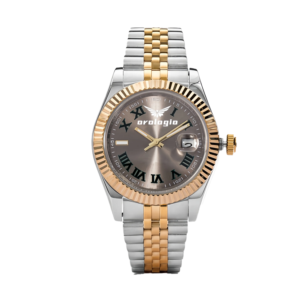 Elegant Metallic Gray &amp; Gold Aesthetic Luxury Wristwatch