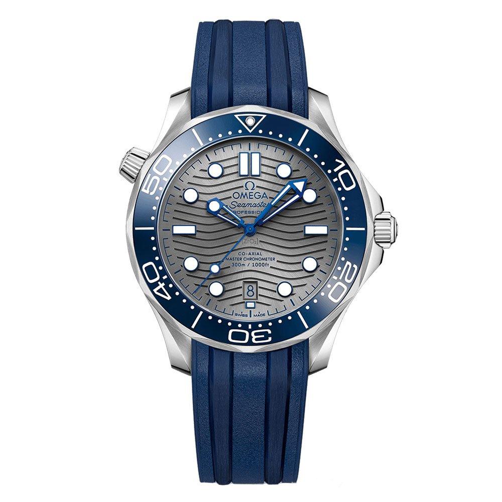 Grey Wave Dial & Blue Ceramic Bezel & Strap Watch