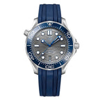 Grey Wave Dial & Blue Ceramic Bezel & Strap Watch