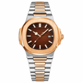 Two-Tone Rose Gold & Silver Luxury Nautilus-Style Watch