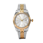 Two-Tone Silver Dial Stainless Steel & Gold Bracelet Luxury Date Watch