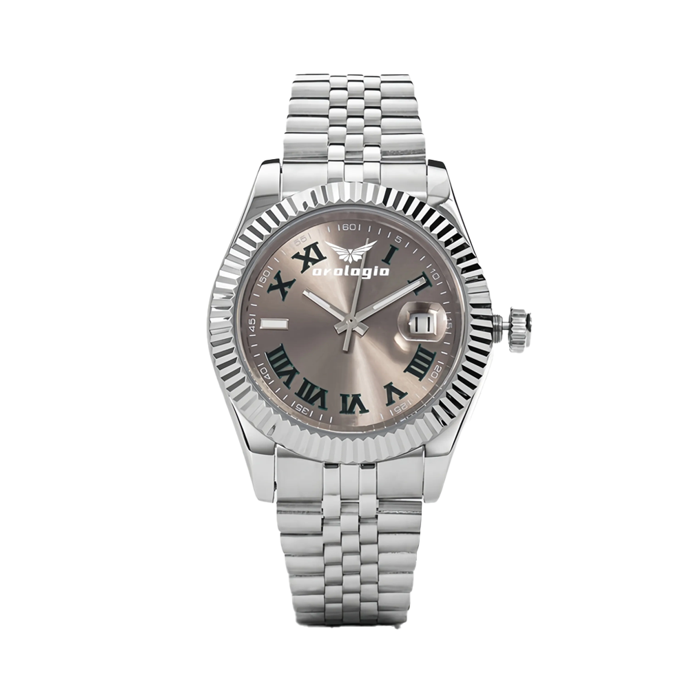 Champagne Dial Fluted Bezel Luxury Watch with Roman Numerals