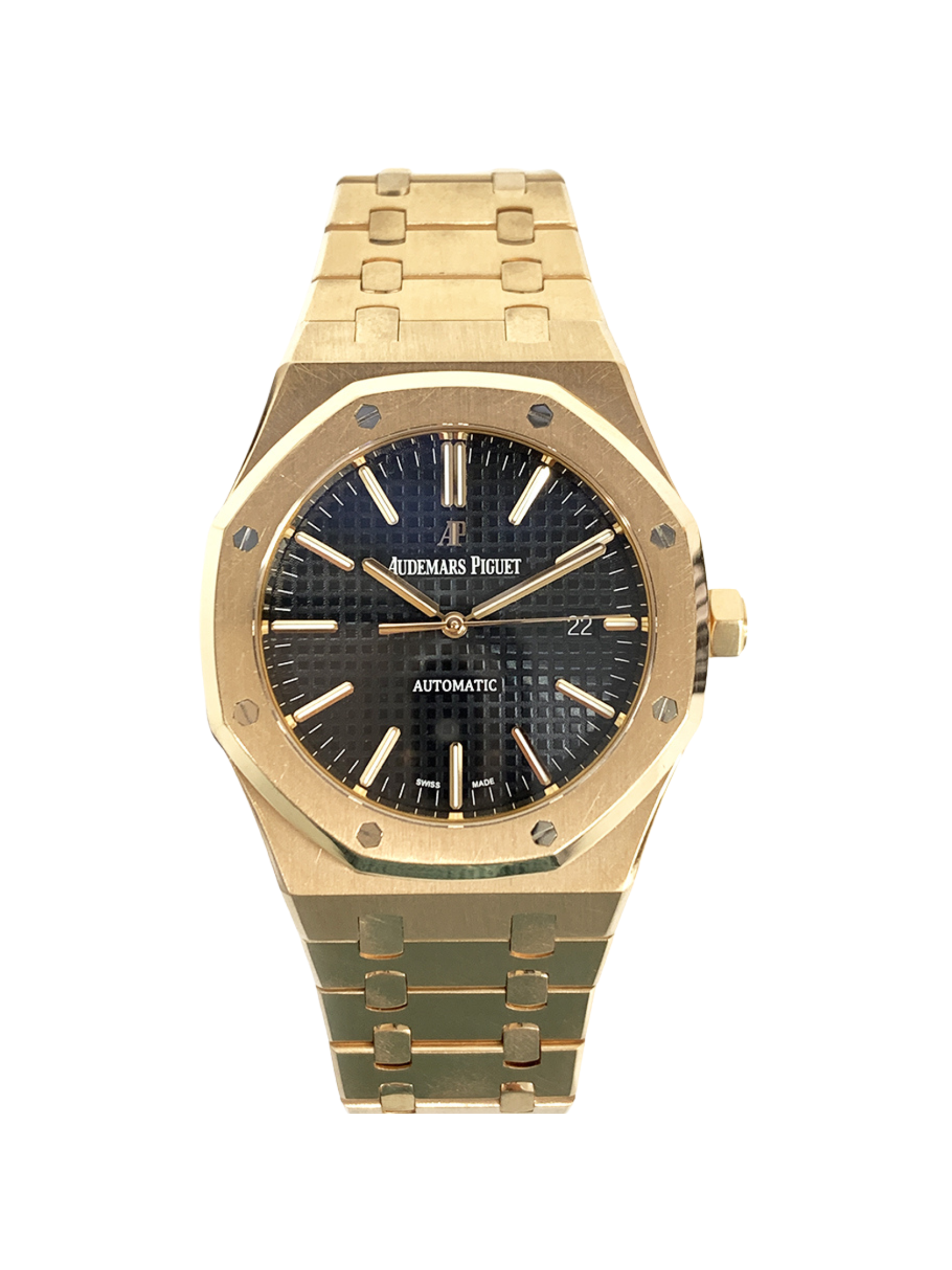Gold Case and Bracelet With Black "Grande Tapisserie" Dial Watch