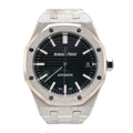 Royal Oak 37mm in White Gold Frosted on White Gold Frosted Bracelet with Black Grande Tapisserie Dial