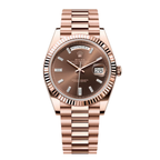 Day-Date 40mm Rose Gold Chocolate Baguette Dial Watch