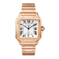 Large Rose Gold Silver Dial Mens Watch