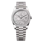 Platinum Day-Date 40 Baguette Diamond Bezel Watch