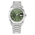 Day-Date Olive Green Arabic Dial Platinum Bracelet/Case/Smooth Bezel 40mm Watch