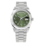 Day-Date Olive Green Arabic Dial Platinum Bracelet/Case/Smooth Bezel 40mm Watch