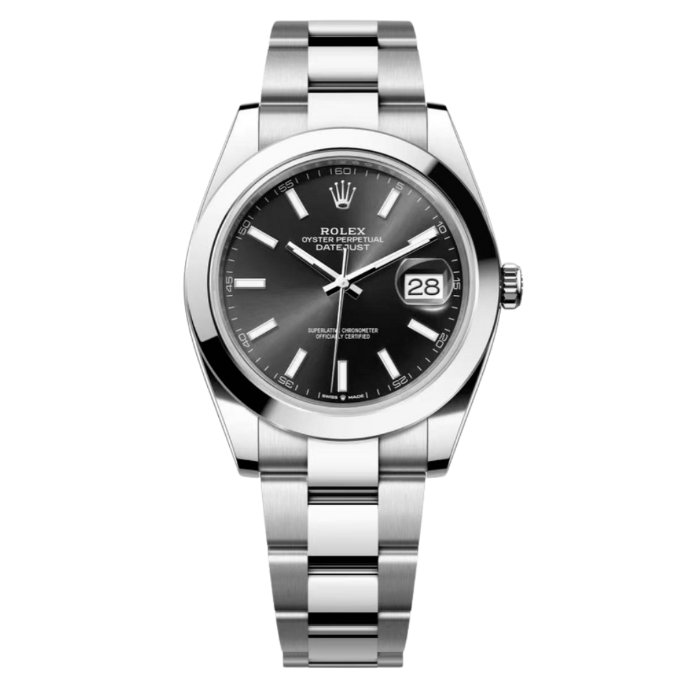 34 Black Dial Smooth Bezel Stainless Steel Oyster Bracelet Watch