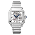 Skeleton Steel & Alligator Strap Watch