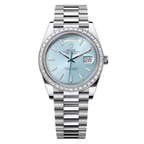 Platinum With Diamond Set Bezel & ice Blue Dial Watch