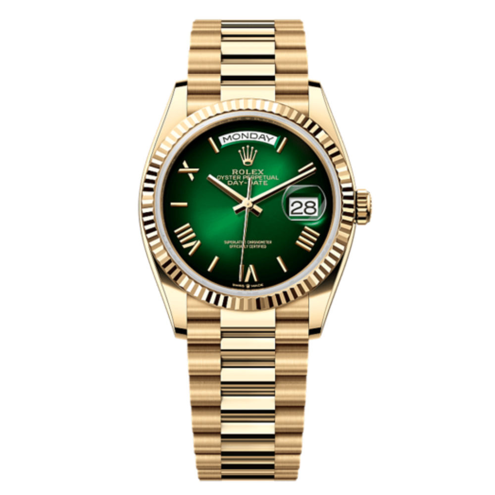 25mm 18K Yellow Gold with Green Dial Watch