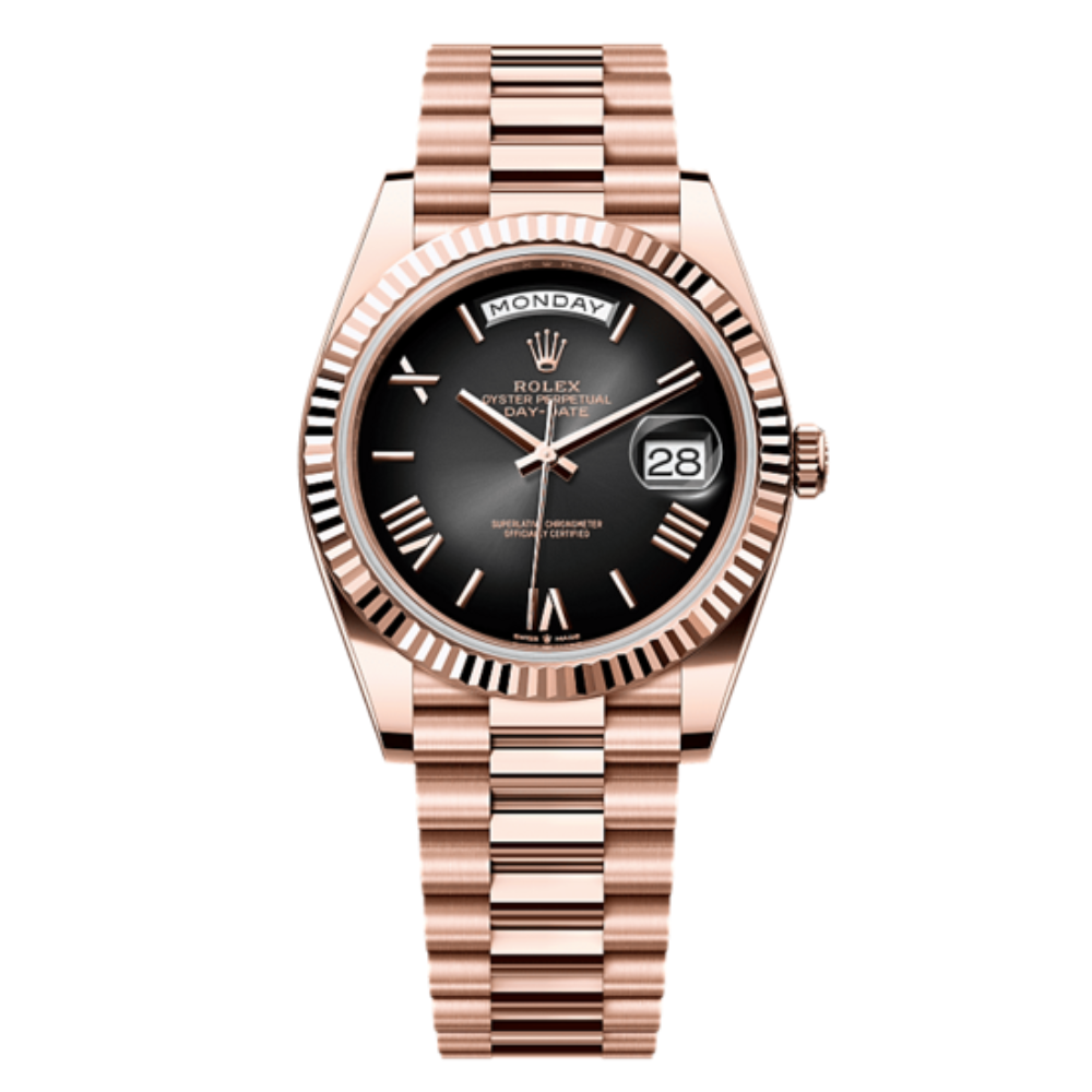 24 Everose Gold with Fluted Bezel Watch