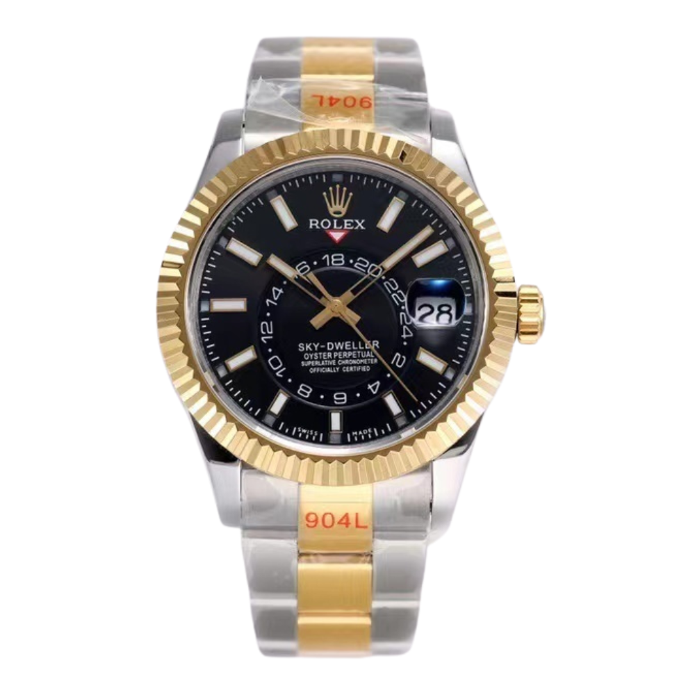 Two-tone Yellow Gold & Stainless Steel With Black Dial Watch