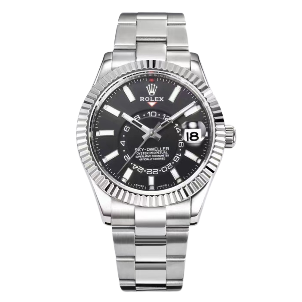 Black Dial Steel White Gold Men's Watch