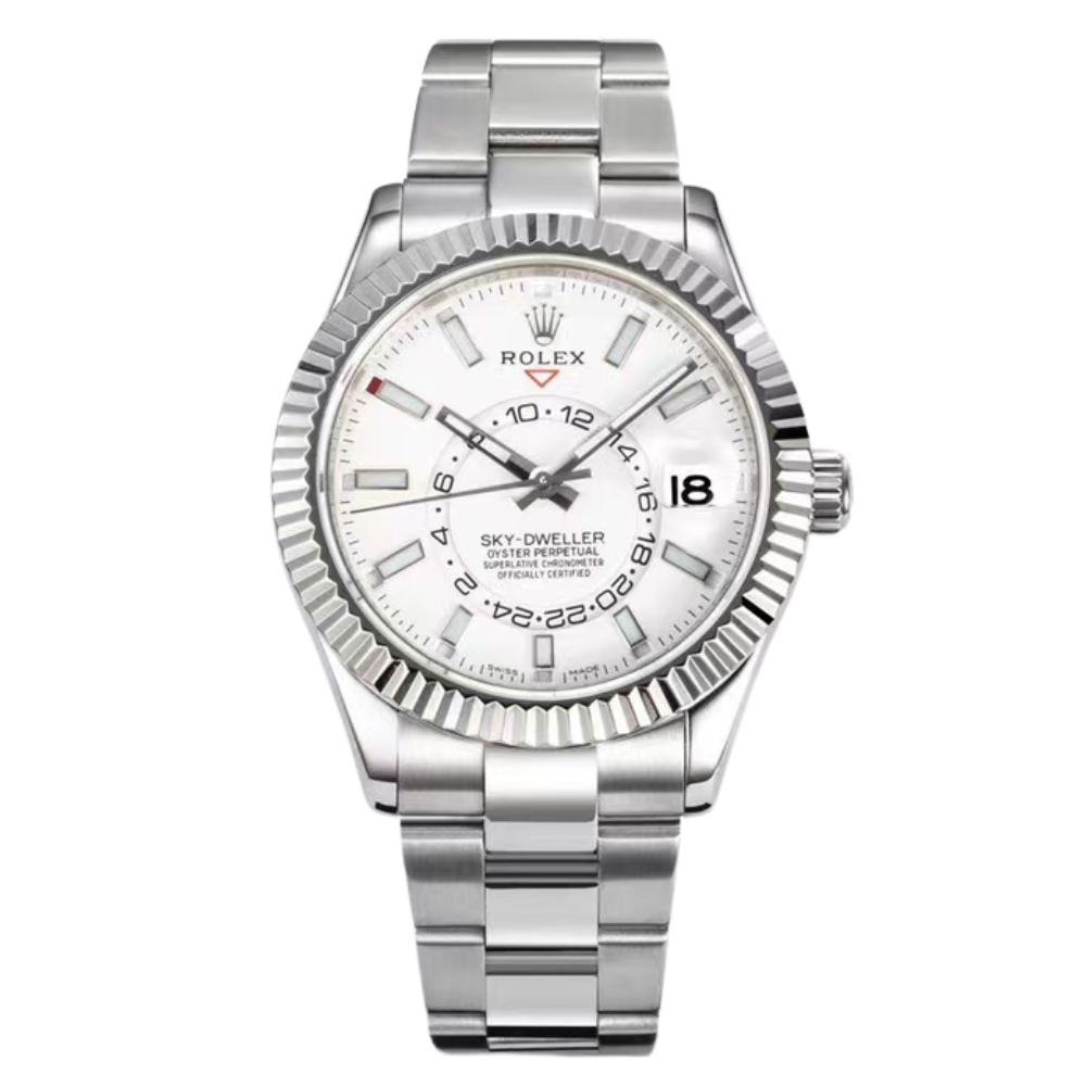 Stainless Steel Oyster Bracelet With White Gold Fluted Bezel Watch