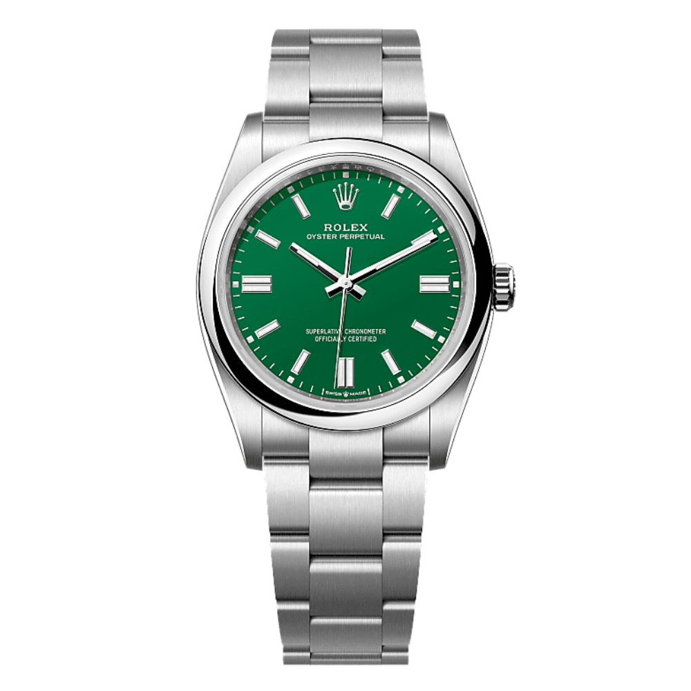 Oyster Perpetual Steel Watch With Green Dial