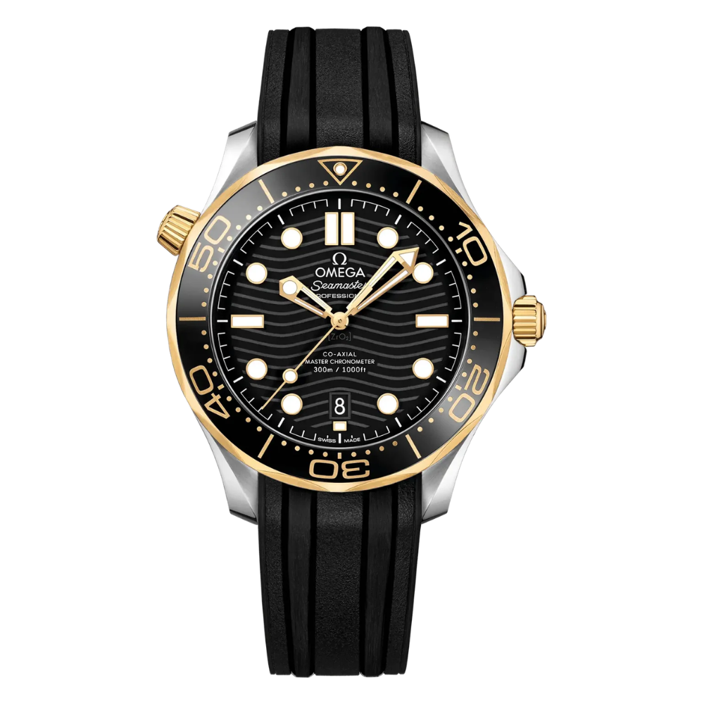 Diver 300M Black Dial 18K Yellow Gold 42.0 mm Rubber Strap Watch