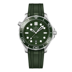 Diver 300M Stainless Steel Watch With Green Ceramic Rubber Strap Dial Watch