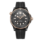 Diver 300M 43.5 mm, Black Ceramic on Rubber Strap Watch