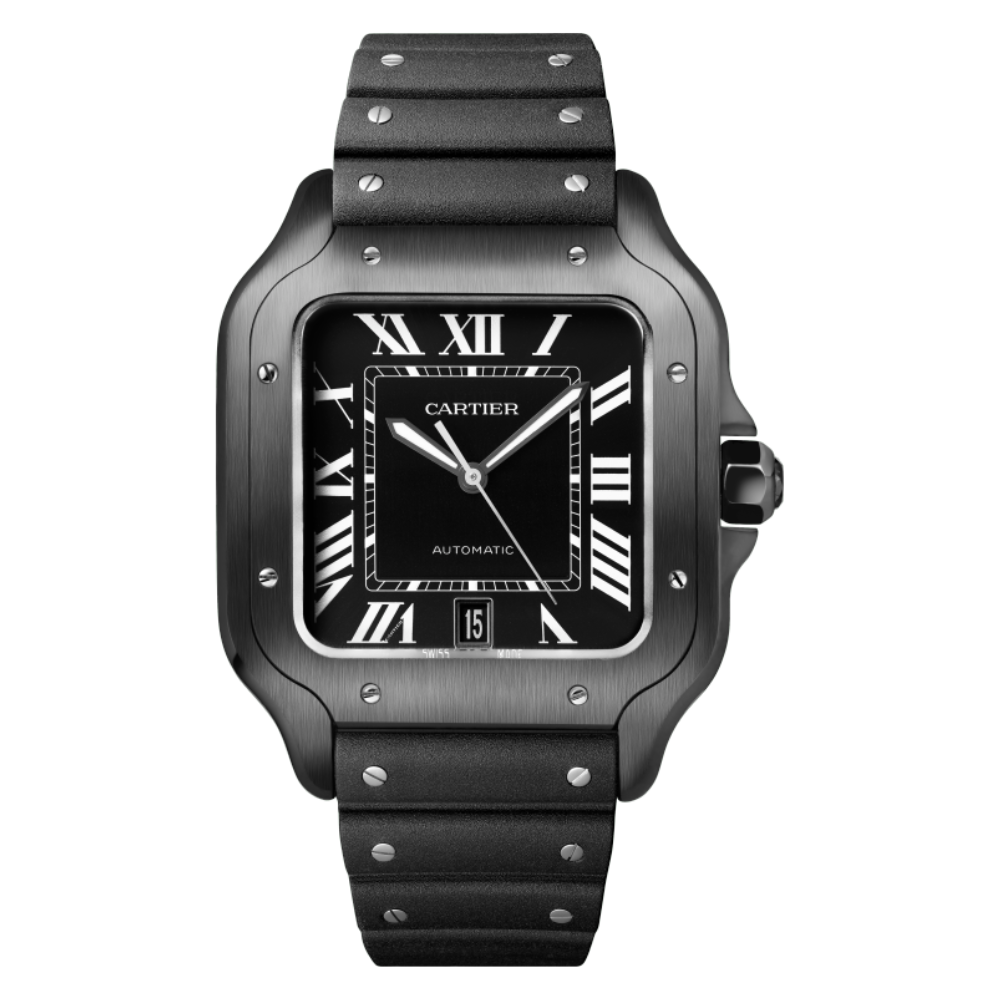 Black Steel Case With Black Rubber Strap Watch