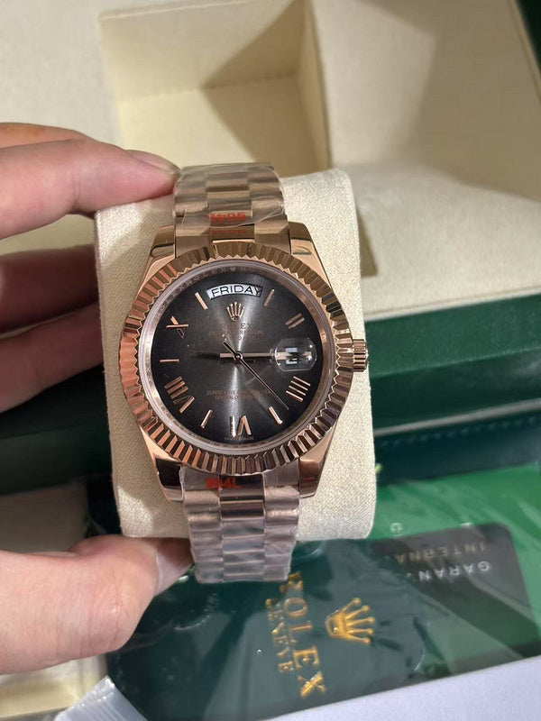 24 Everose Gold with Fluted Bezel Watch