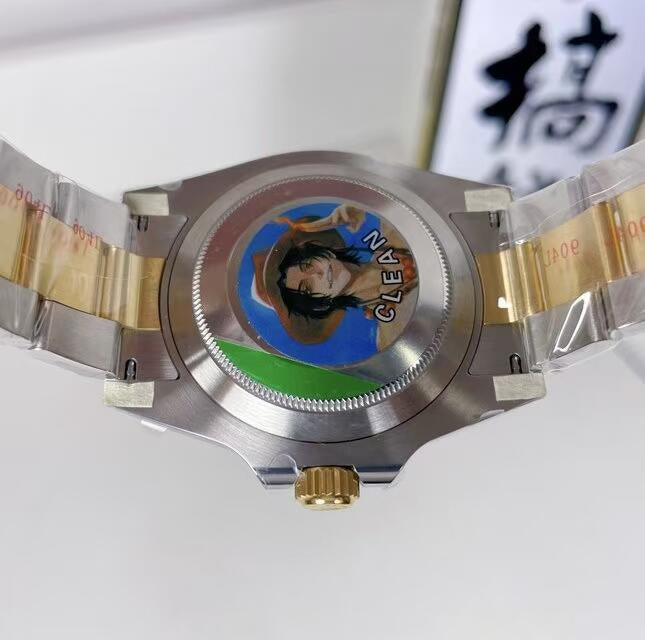 Stainless Steel and 18k Yellow Gold Submariner Date Black Dial Watch