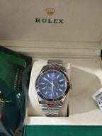 Oyster Perpetual White Rolesor Sky-Dweller Bright Blue Dial Watch