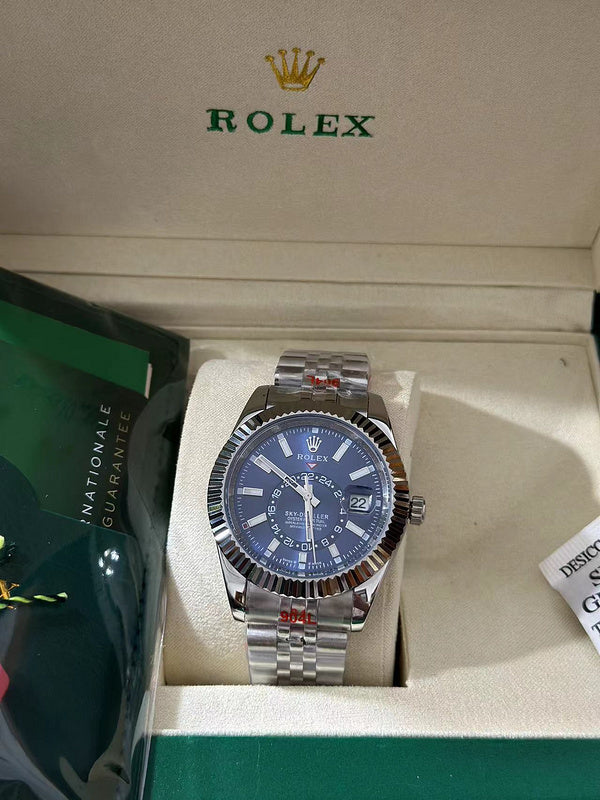 Oyster Perpetual White Rolesor Sky-Dweller Bright Blue Dial Watch