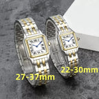 Vintage Stainless Steel and Yellow Gold Plated Quartz Square Watch