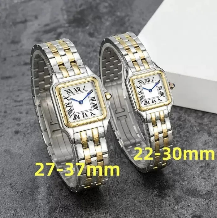 Vintage Stainless Steel and Yellow Gold Plated Quartz Square Watch