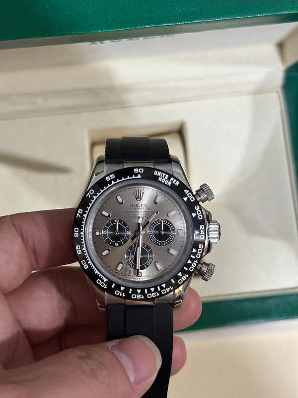 Cosmograph Daytona White Gold With Steel Bright Black Dial Watch