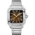 Brown Dial, Steel, Self-Winding, Silver-Tone Watch