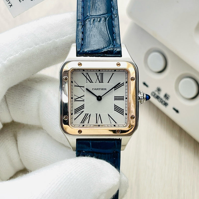 Santos-Dumont steel case and 18K rose gold bezel Watch