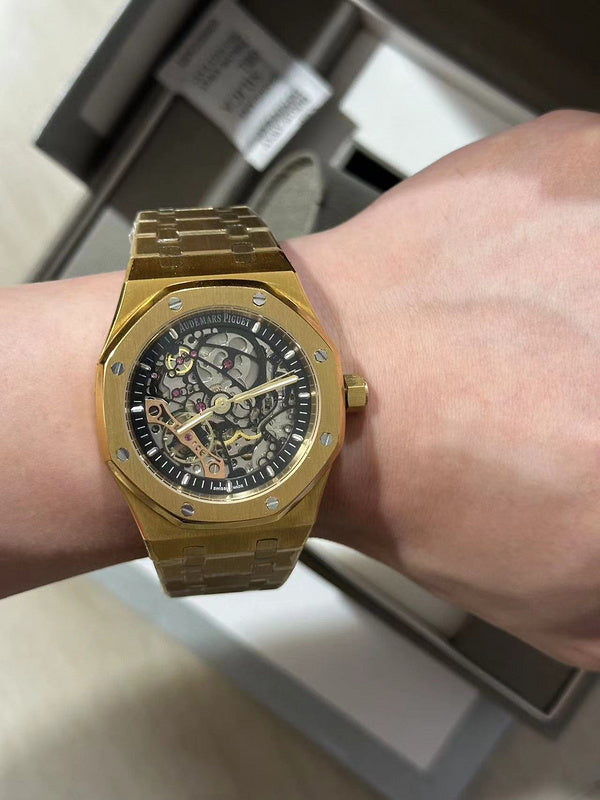 Double Balance Wheel Openworked Yellow Gold 41mm Watch