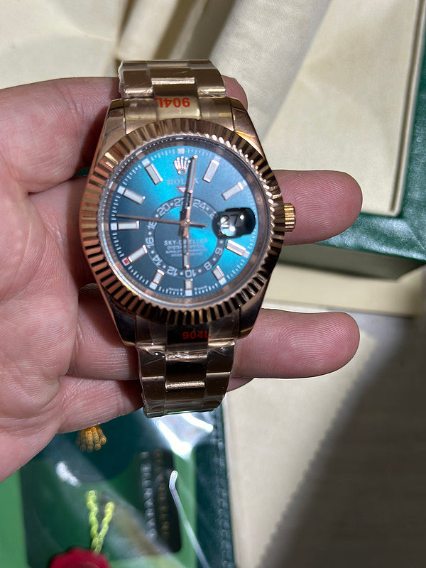 Blue-Green Dial Everose Gold Jubilee Watch