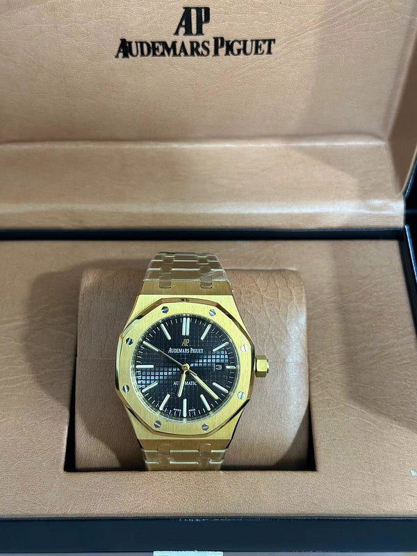 Gold Case and Bracelet With Black "Grande Tapisserie" Dial Watch