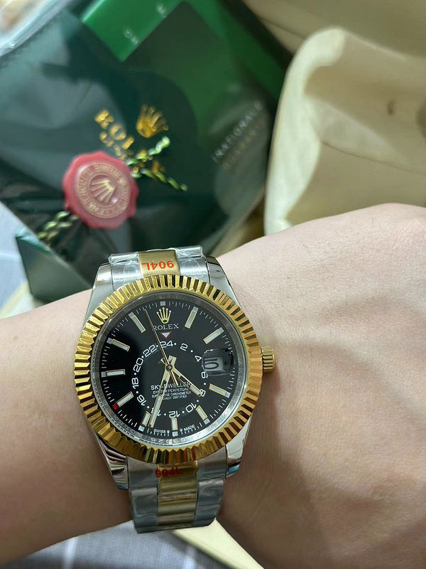 Two-tone Yellow Gold & Stainless Steel With Black Dial Watch