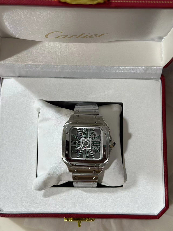 Stainless Steel Case & Green Skeleton Dial Watch